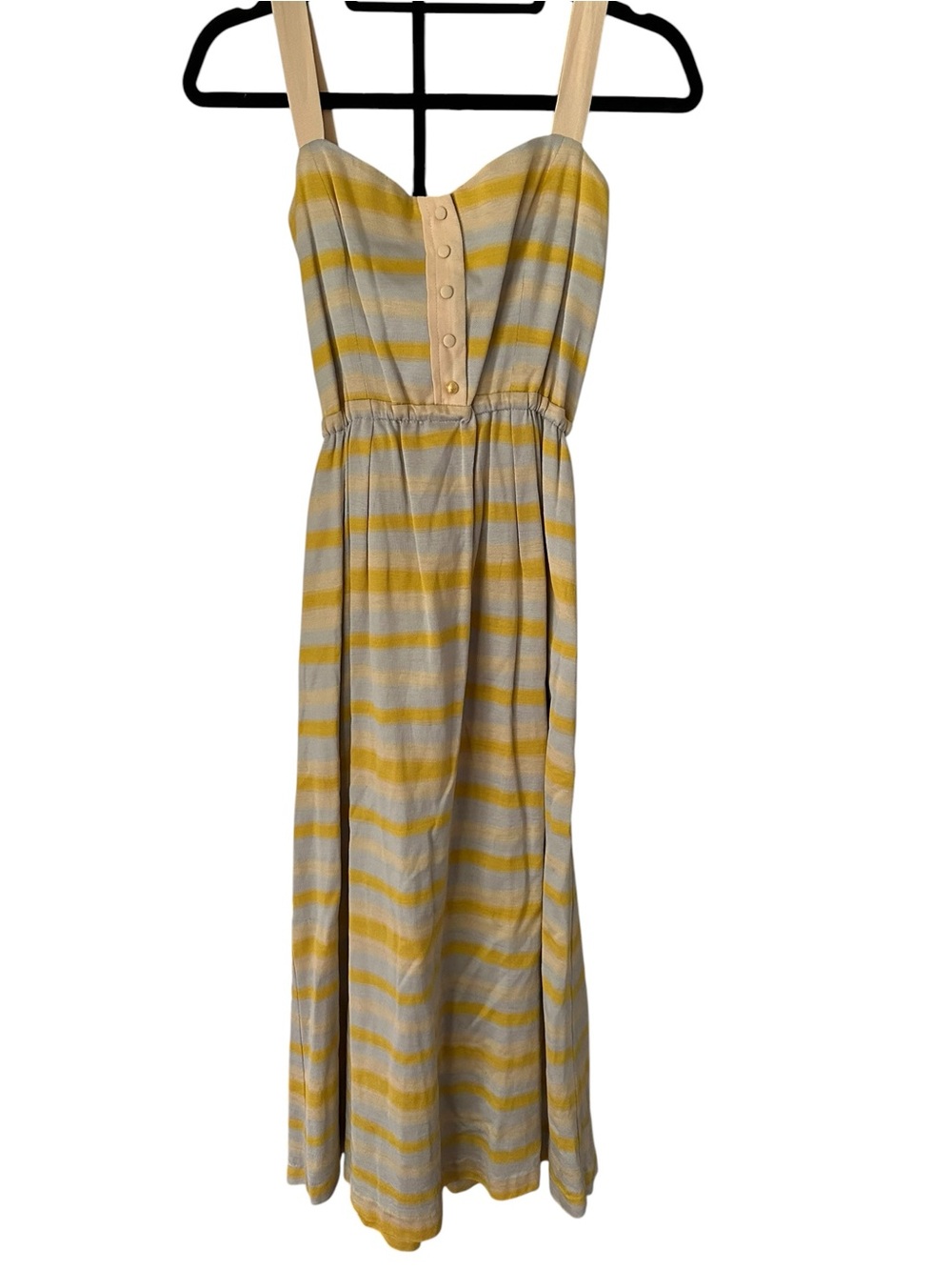 Ailanto Striped Yellow & Gray Dress with Button Front Size 40